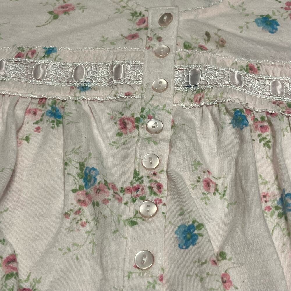 Earth Angels Womens Long Sleeve Pink Calico Floral Nightgown Night Gown S - Picture 5 of 8